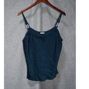 Free People Intimately Teal Silk Blend Adjustable Strap Cami Size M